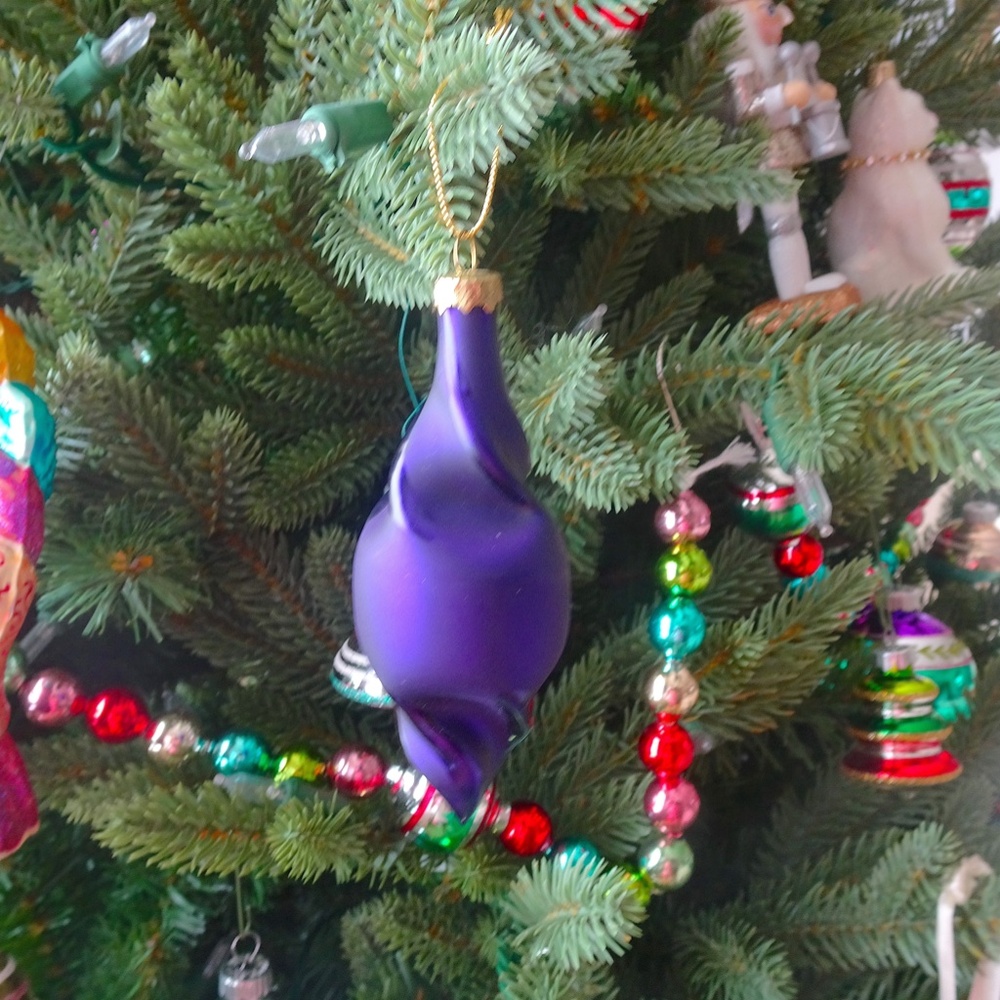 Set of 8 Green Purple & Red Frosty Glass Abstract Artsy Christmas Ornaments - Picture 10 of 10